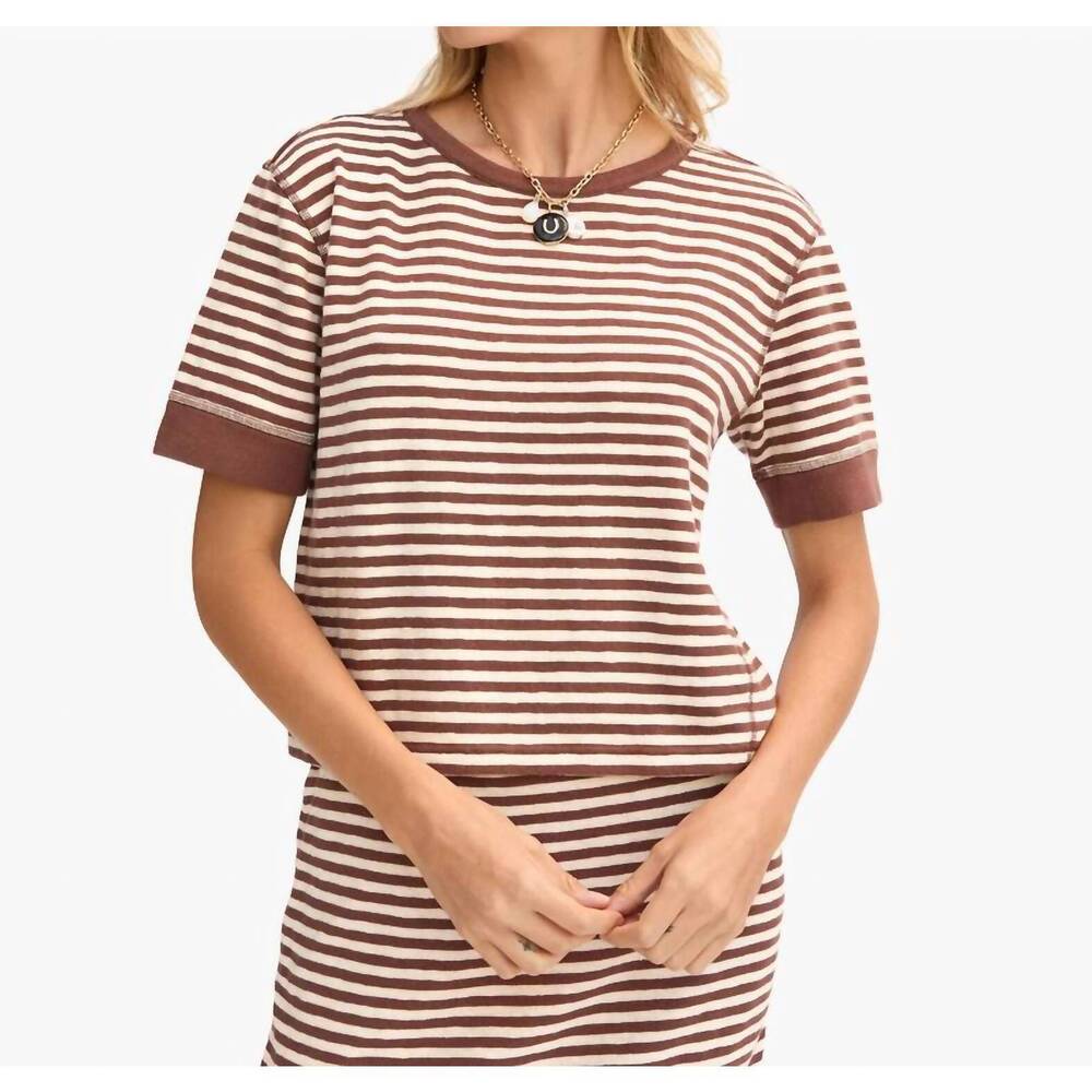 NEW CLARE V. le bateau tee in brown and cream